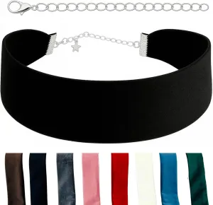 Black Choker Necklaces for Women, Wide Velvet Thick 90s Ribbon Neck Collar