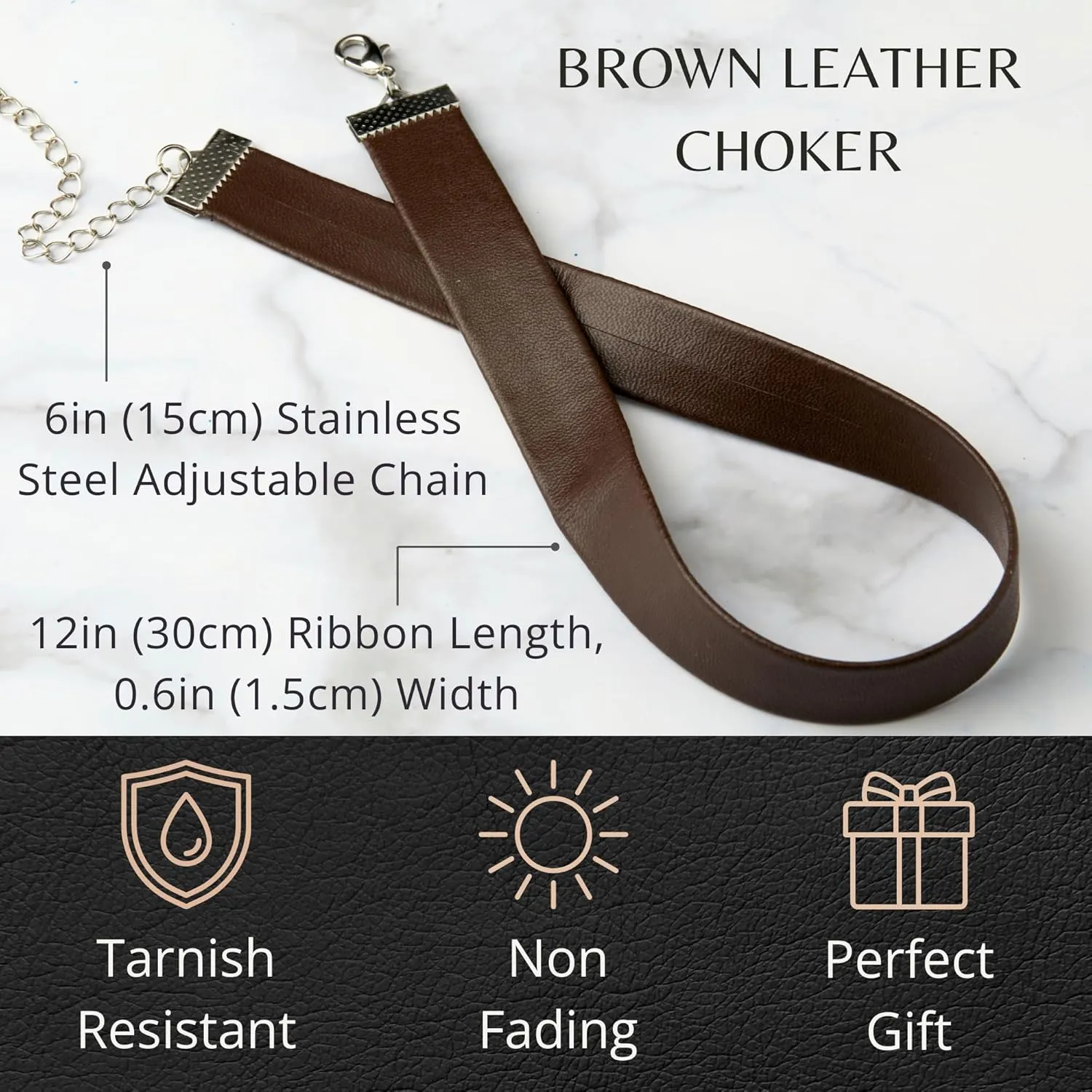 Black Leather Choker Necklace for Women - Plain, Goth Style, Sexy Neck Collar Choker Necklaces for Woman