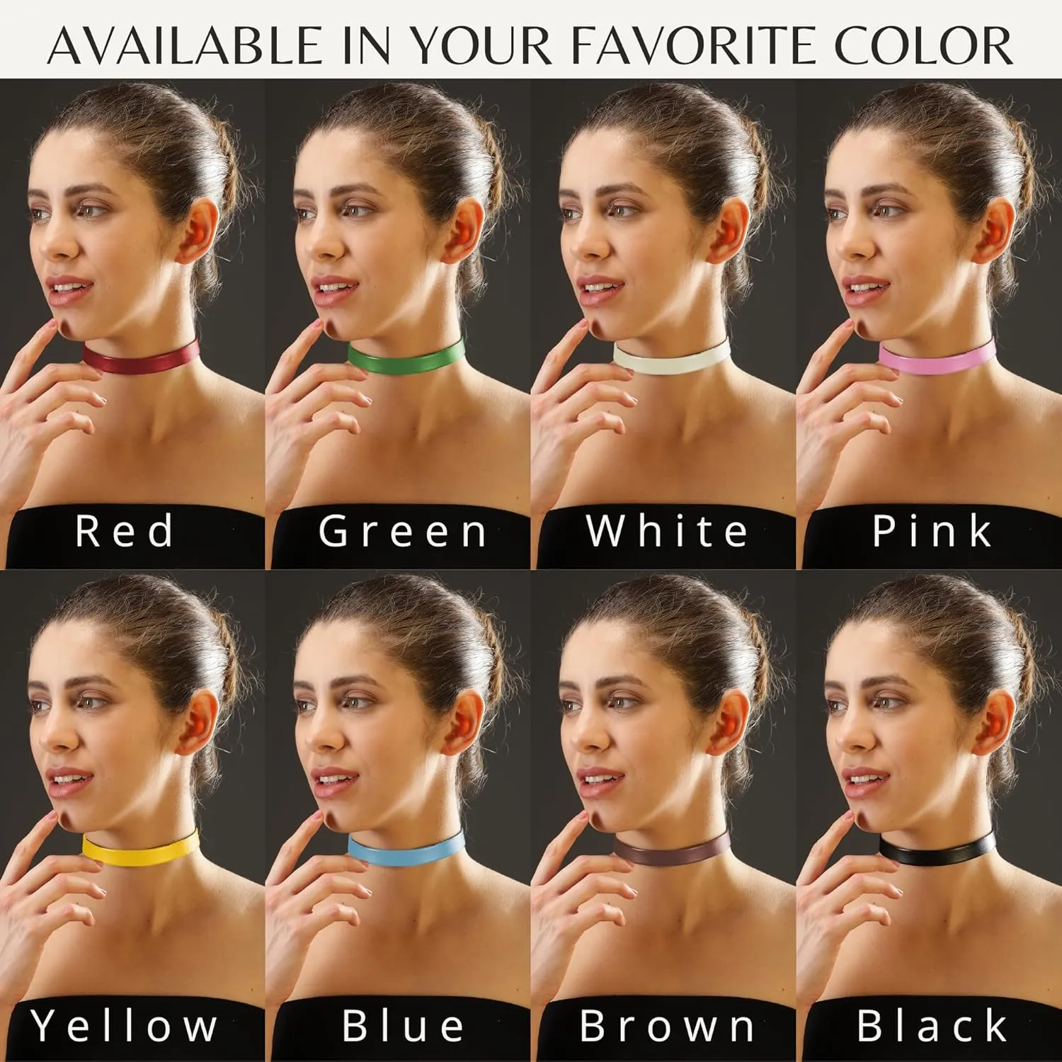 Black Leather Choker Necklace for Women - Plain, Goth Style, Sexy Neck Collar Choker Necklaces for Woman