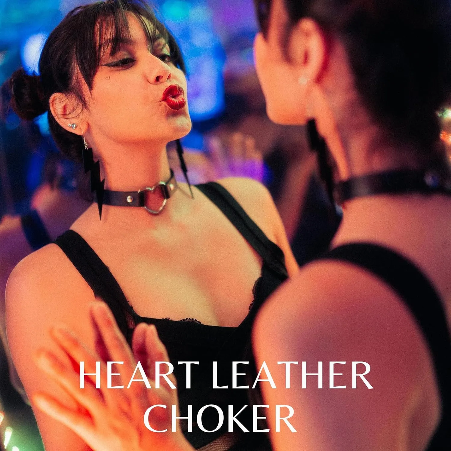 Black Leather, Velvet, Heart Pendant Choker 90s Accessories Goth Style Classic Punk Gothic Neck Collar Choker Necklace for Women and Men, Pack of 3