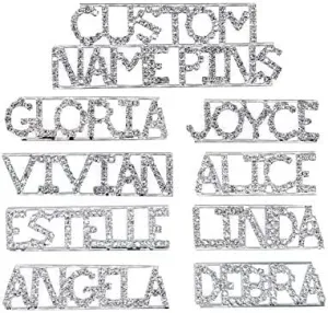 bling Personalized Word Brooch Pins Crystal Handmade Custom Name Lapel Pins/Badges Unique Jewelry Gift (in 20 letters brooch)
