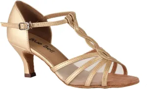 BlueBell Shoes Handmade Women's Ballroom Salsa Wedding Competition Dance Shoes The Lacey 3" Heel - Gold