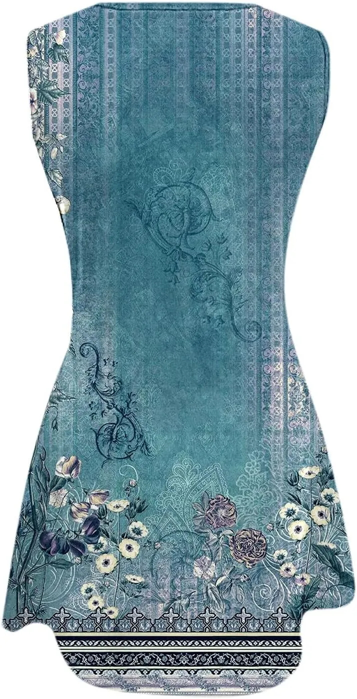 Boho Summer Dresses for Women Womens with Pockets Summer Casual Tank Dress Sleeveless Midi Beach Dress Linen Dress