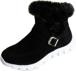 Boots For Women Ankle Booties With Fur Lined Warm Snow Winter Boots Casual Fashion Comfortable Slip On Loafers Shoes