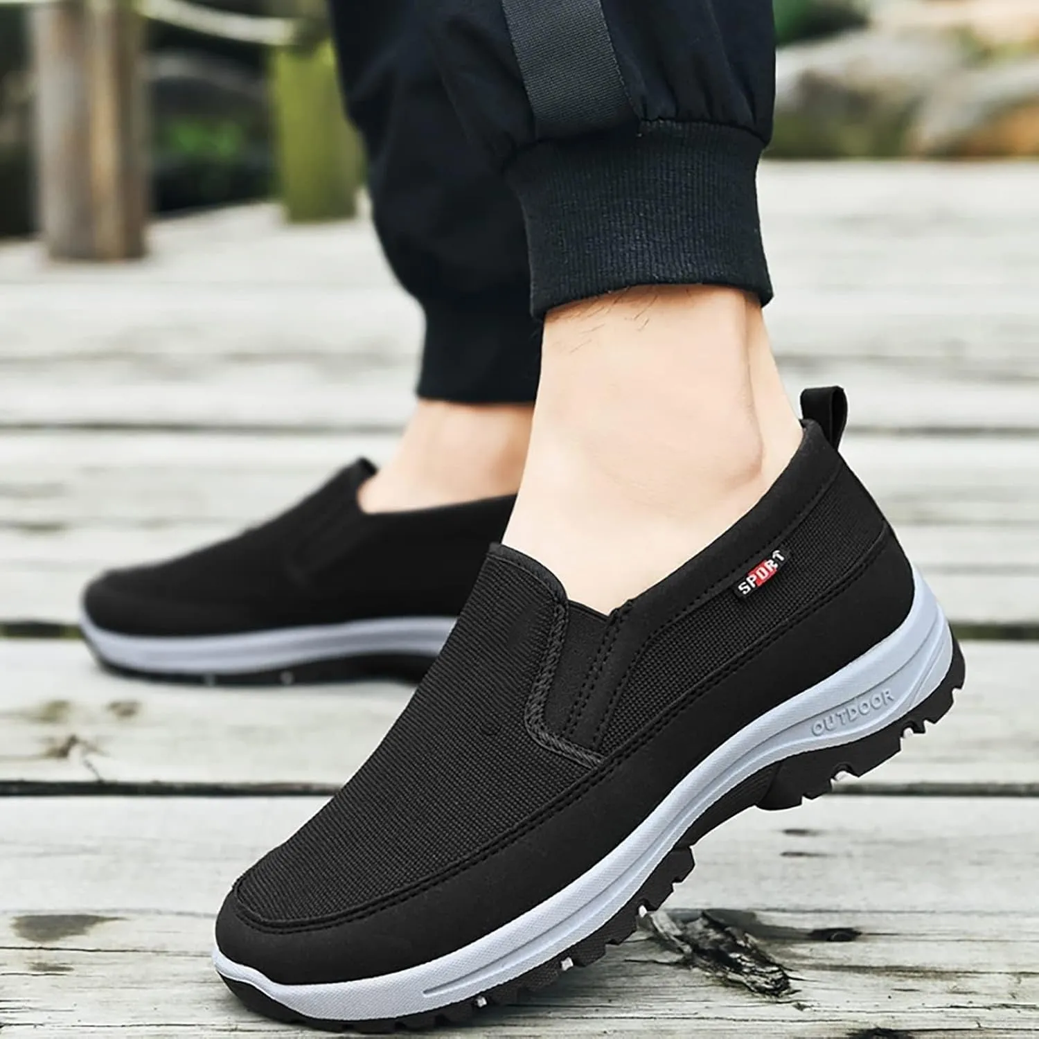 Breathable Orthopedic Travel Plimsolls, Shoes for Men, Men's Arch Support Slip-on Canvas Loafers