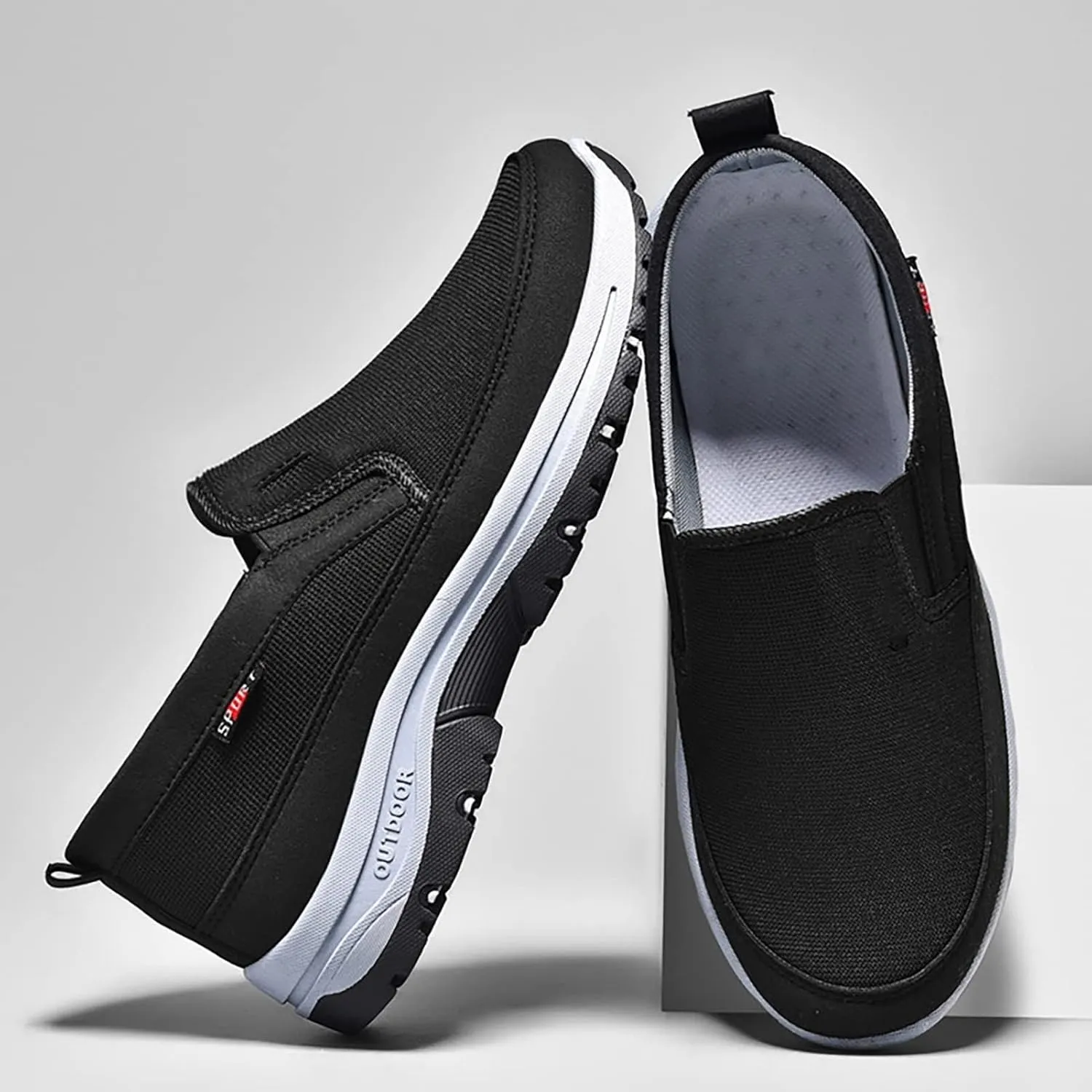Breathable Orthopedic Travel Plimsolls, Shoes for Men, Men's Arch Support Slip-on Canvas Loafers
