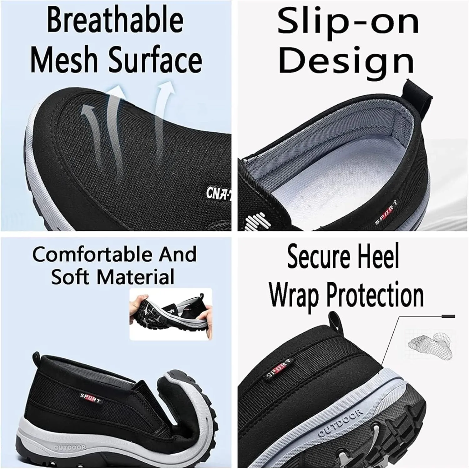 Breathable Orthopedic Travel Plimsolls, Shoes for Men, Men's Arch Support Slip-on Canvas Loafers