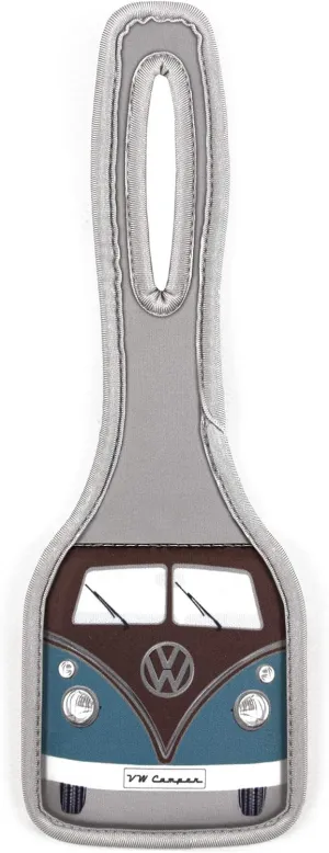 BRISA VW Collection - Volkswagen Suitcase Luggage Address Tag Travel Label with T1 Bus Campervan Design (Classic Bus/Petrol & Brown)