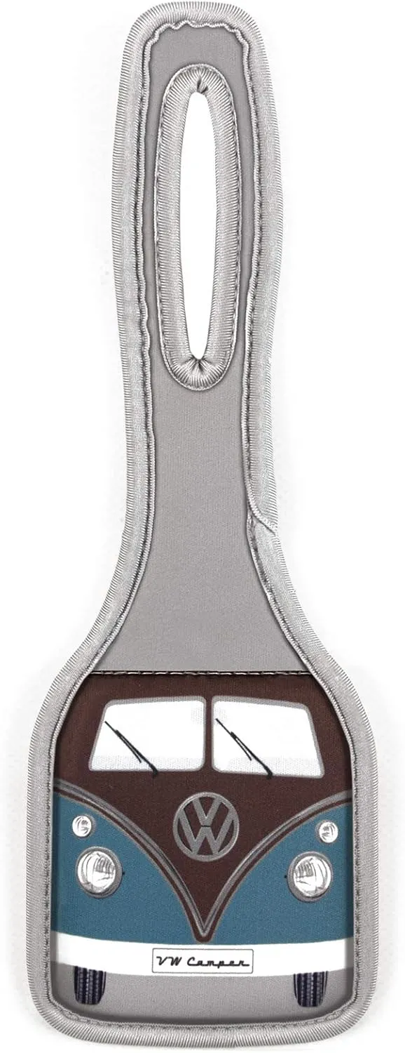 BRISA VW Collection - Volkswagen Suitcase Luggage Address Tag Travel Label with T1 Bus Campervan Design (Classic Bus/Petrol & Brown)