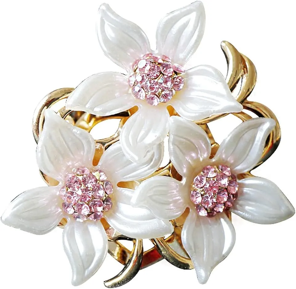 Brooch Pin for Women Stylish Flowers Clips with Created Crystal for Weddings Party | Brooch Pins Corsage Hair Head Clip | Girls Jewellery Barrette Women Accessories | Clips for Hair