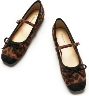 C. Paravano Women's Mary Jane Flats - Square Toe Bowknot Ballet Flats with Adjustable Strap, Comfortable Flats for Women, Office Work, Casual Walking and Dressy Occasions