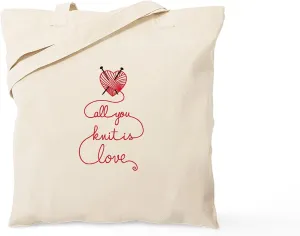 CafePress All You Knit Is Love Tote Bag Reusable Natural Beige Canvas Shopping Bag