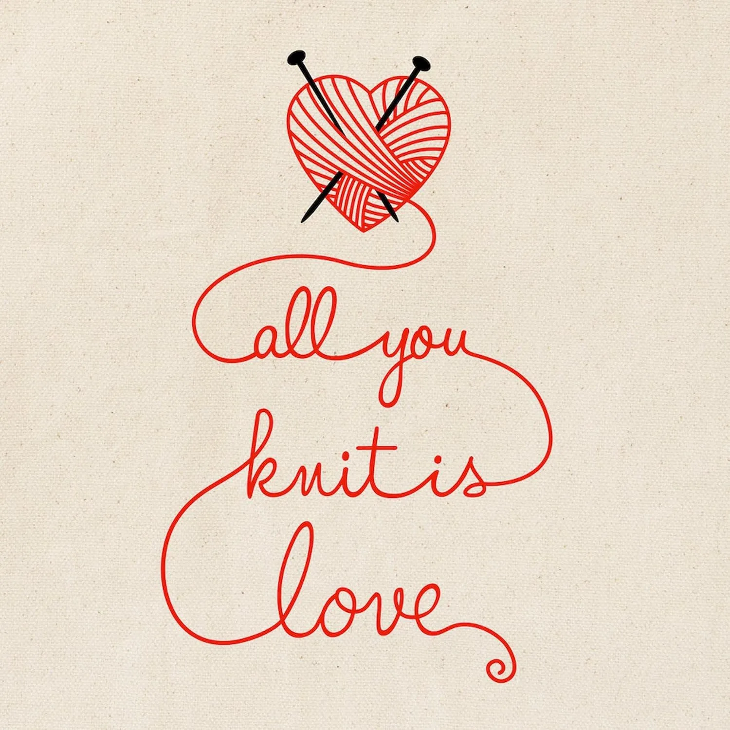 CafePress All You Knit Is Love Tote Bag Reusable Natural Beige Canvas Shopping Bag