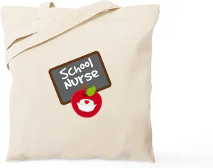CafePress Fun School Nurse Gift Tote Bag Reusable Natural Beige Canvas Shopping Bag