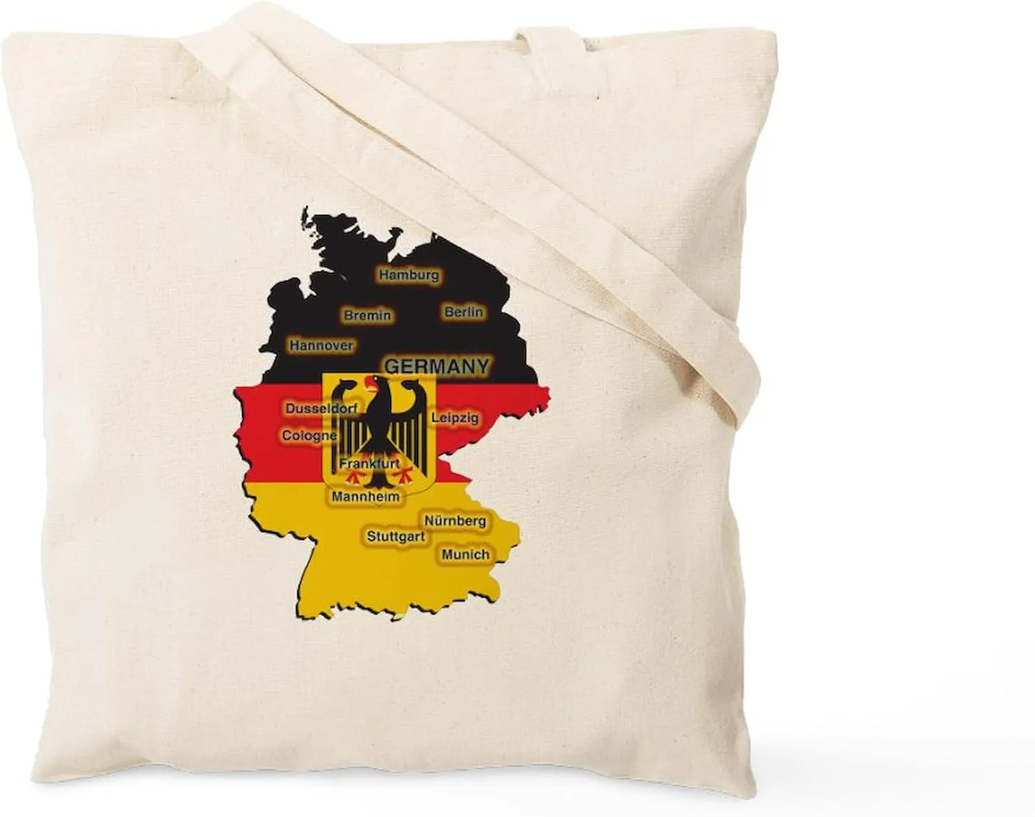 CafePress Germany Map Tote Bag Reusable Natural Beige Canvas Shopping Bag
