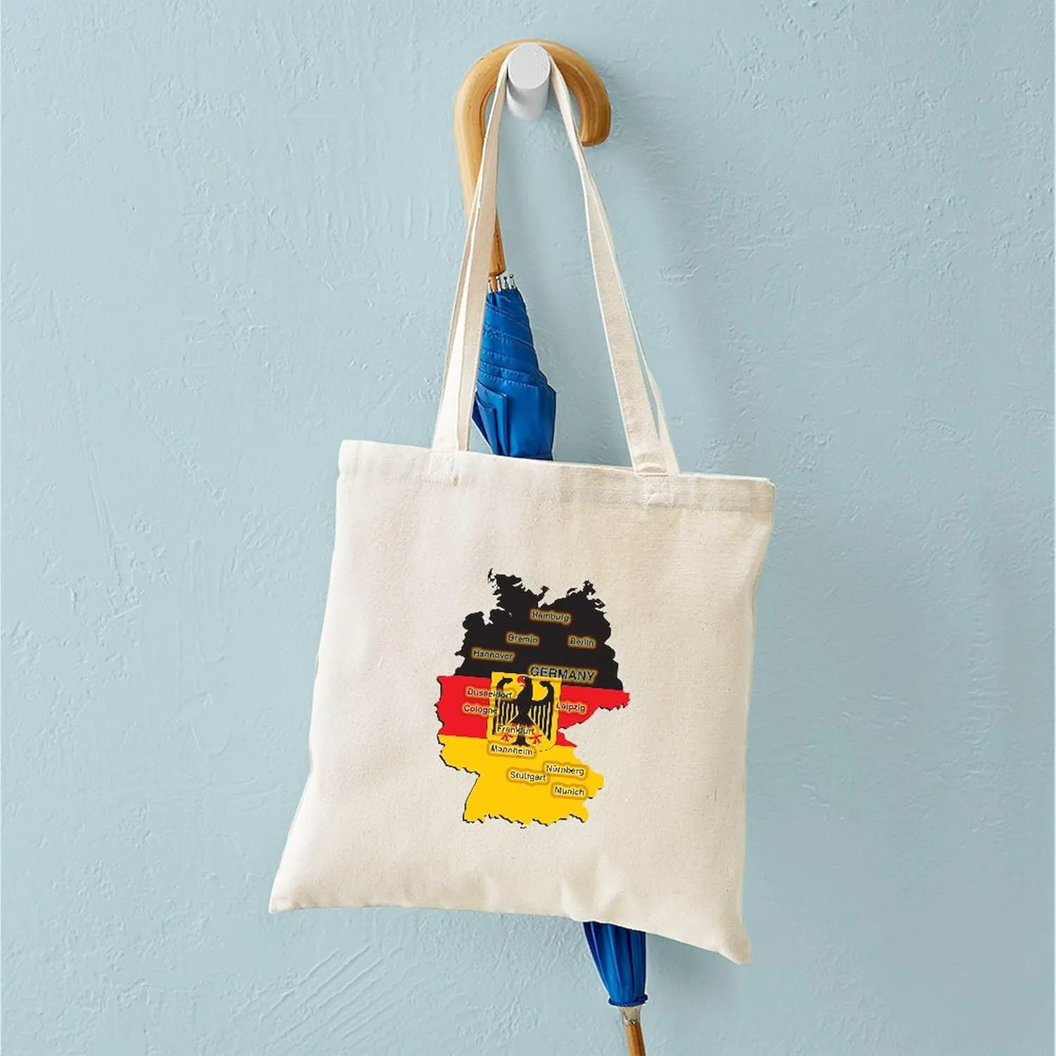 CafePress Germany Map Tote Bag Reusable Natural Beige Canvas Shopping Bag