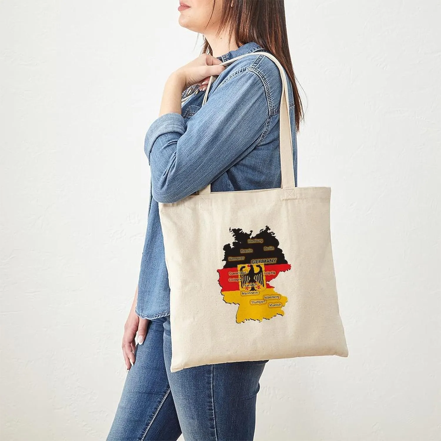 CafePress Germany Map Tote Bag Reusable Natural Beige Canvas Shopping Bag