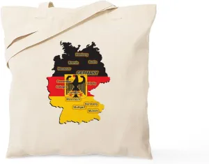 CafePress Germany Map Tote Bag Reusable Natural Beige Canvas Shopping Bag