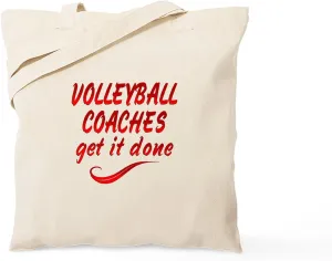 CafePress Volleyball Coaches Tote Bag Reusable Natural Beige Canvas Shopping Bag