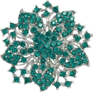 Campsis Women's Elegant Flower Brooch with Simulated Crystal | Floral Scarf Pin