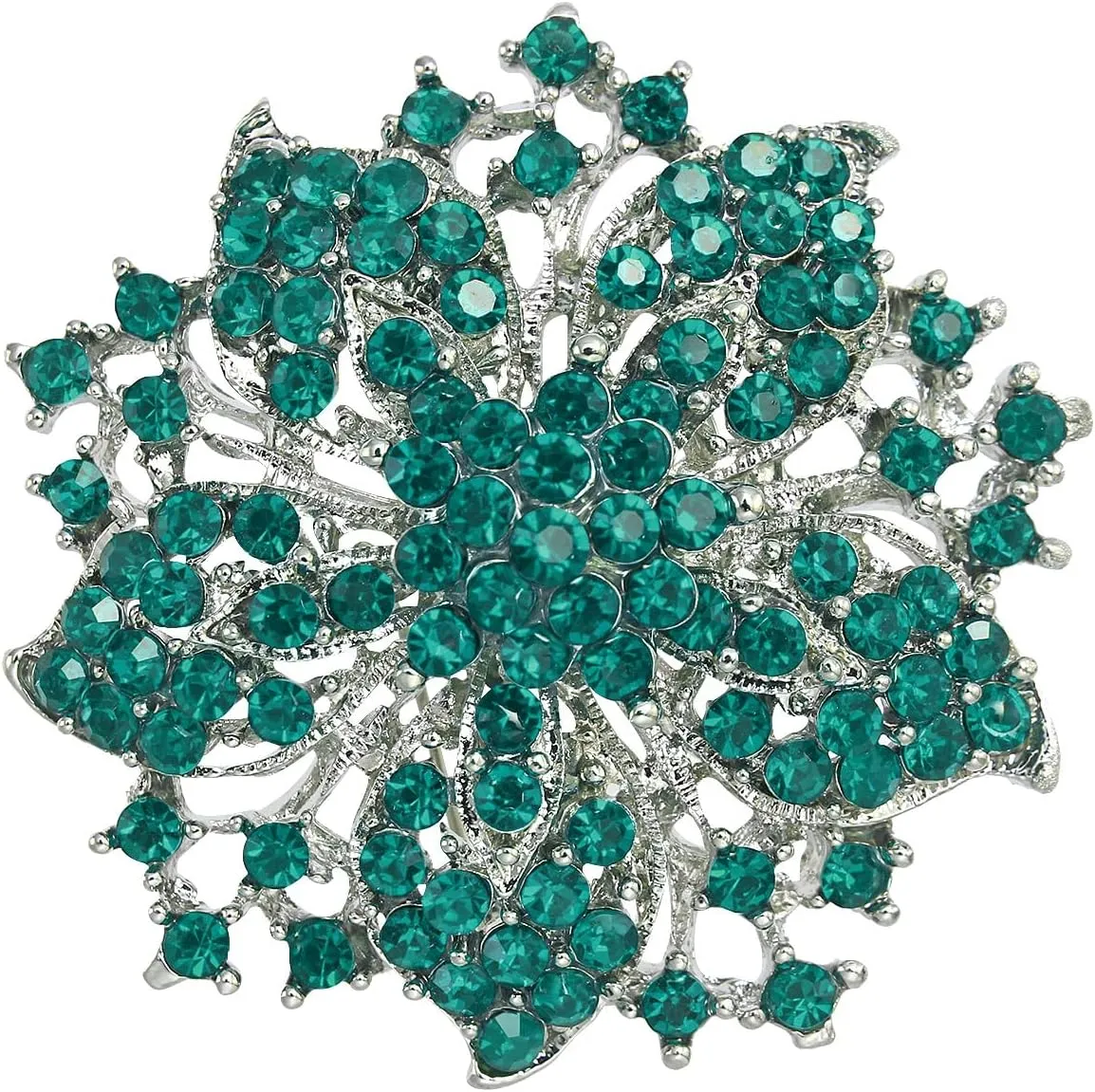 Campsis Women's Elegant Flower Brooch with Simulated Crystal | Floral Scarf Pin