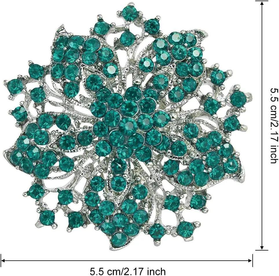 Campsis Women's Elegant Flower Brooch with Simulated Crystal | Floral Scarf Pin