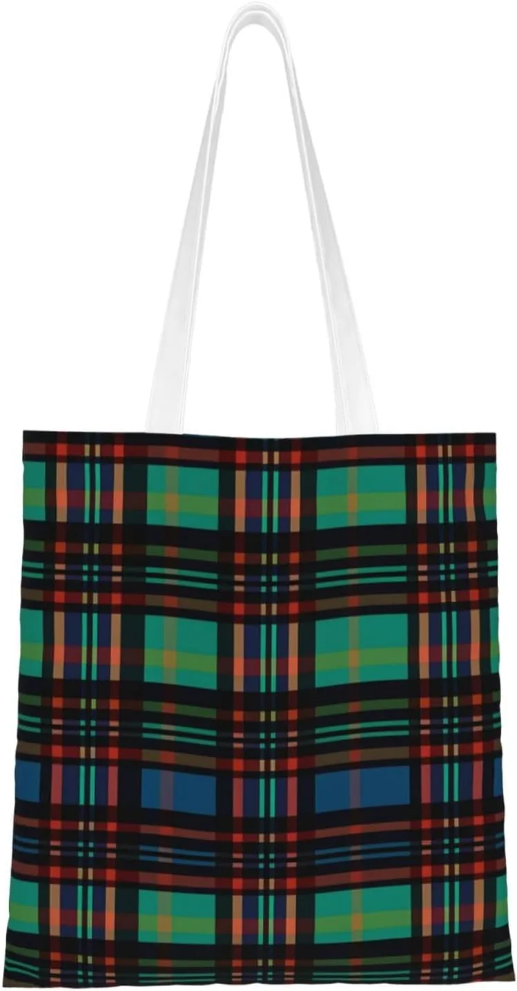 Canvas Tote Bag for Women Shoulder Tote Purse Reusable Grocery Bag striped checked Aesthetic Shopping Bags