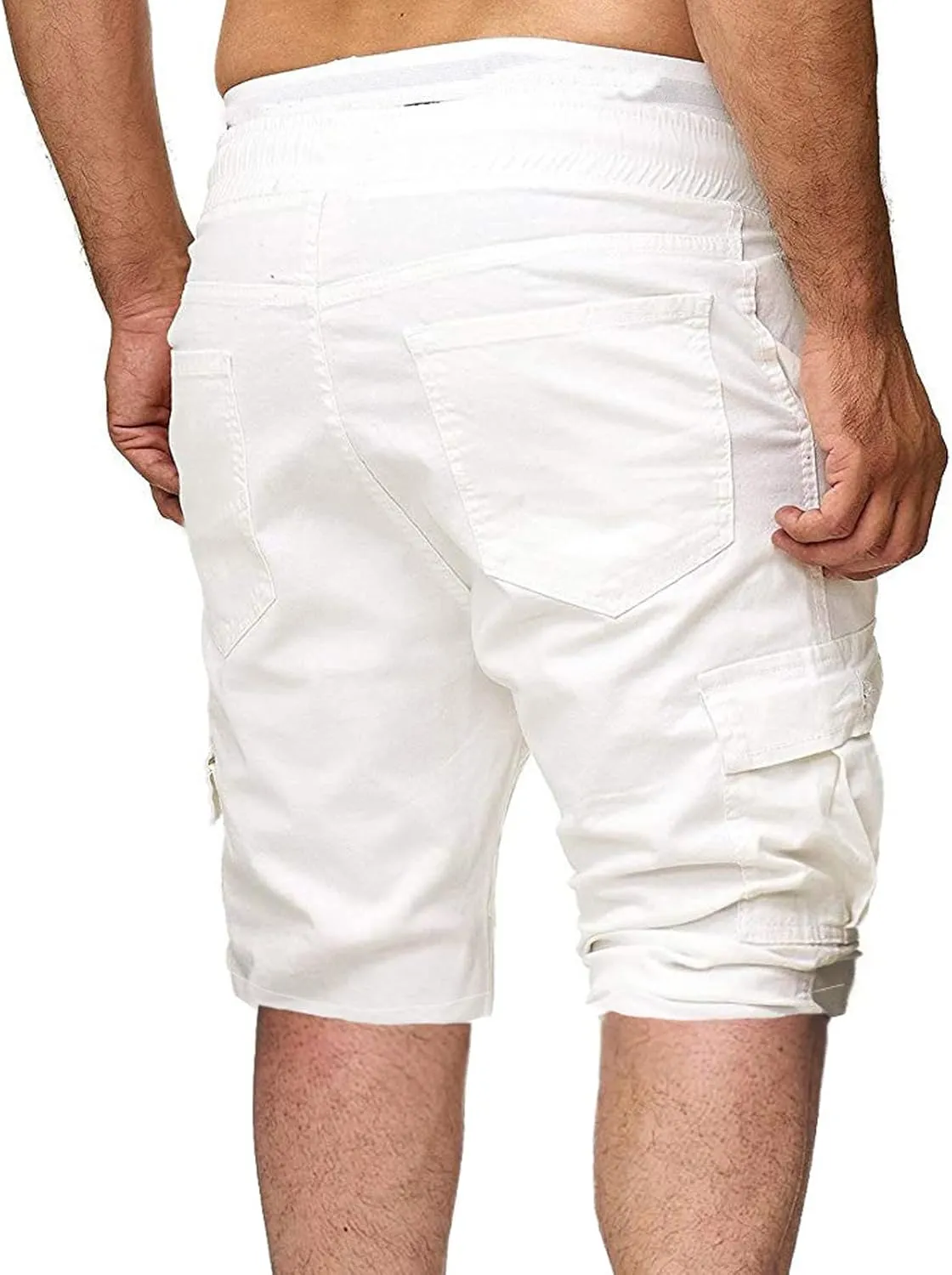 Cargo Shorts for Men Workout Flat Front Chinos Tactical Hiking Shorts 9 Inch Pull On Slim Fit Twill Athletic Joggers