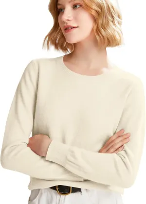 Cashmere Sweater Women Long Sleeve Crewneck Sweaters Lightweight Classic Fall Winter Pullover Sweaters Top