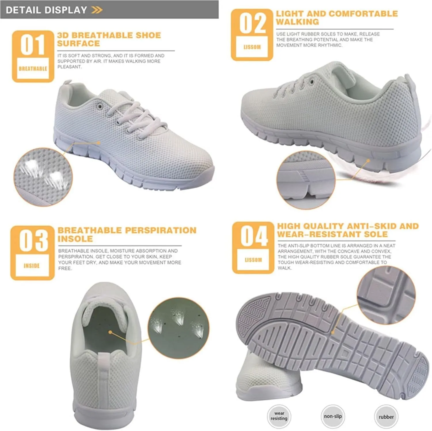 Casual Lace Up Sneakers for Women Sport Athletic Tennis Breathable Running Shoes