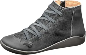 Cathalem Ankle Boots for Women Cut out Dress Casual Booties Pointed Toe Chunky Block Low Heel Shoes Casual Slip On Loafers
