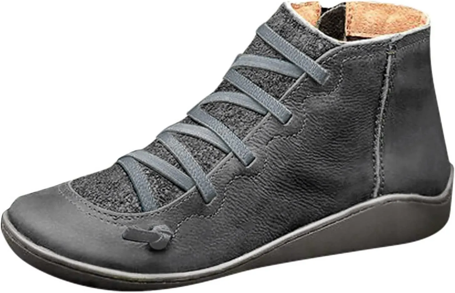 Cathalem Ankle Boots for Women Cut out Dress Casual Booties Pointed Toe Chunky Block Low Heel Shoes Casual Slip On Loafers