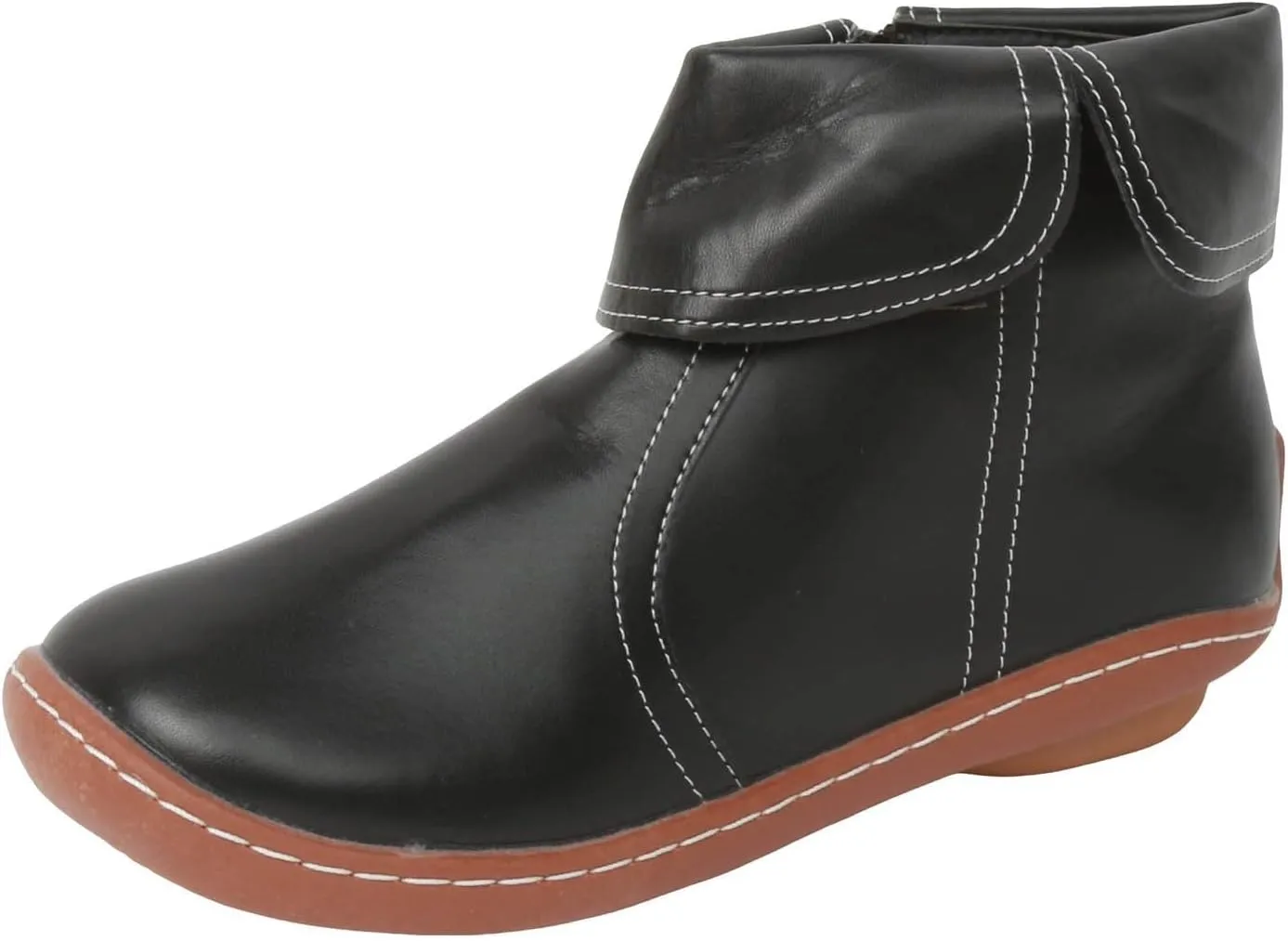 Cathalem Ankle Boots for Women No Heel Arch Support Booties Side Zip-up Vintage Leather Damping Shoes Flat Heel Booties