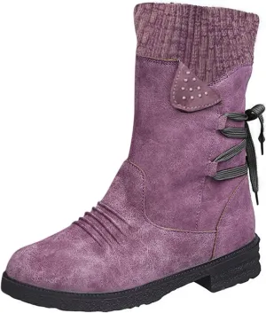Cathalem Mid Calf Boots for Women Mid Calf Dress Boots Biker Motorcycle Riding Boots Women For Women Womens Winter Boots
