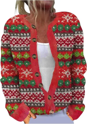 Christmas Sweaters for Women 3D Graphic Cardigan Plus Size Knit Sweater Outfits Fall Winter Sweater Jacket