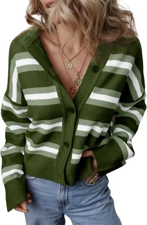 Chunky Cardigan Sweaters for Women,Striped Cardigan Sweaters for Women,Chunky Knit Sweater