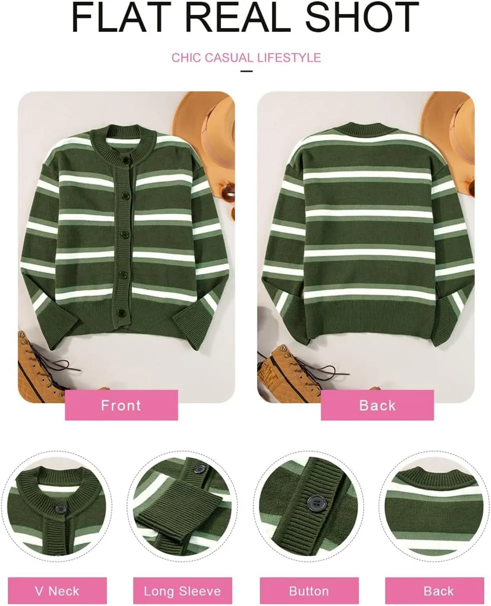 Chunky Cardigan Sweaters for Women,Striped Cardigan Sweaters for Women,Chunky Knit Sweater