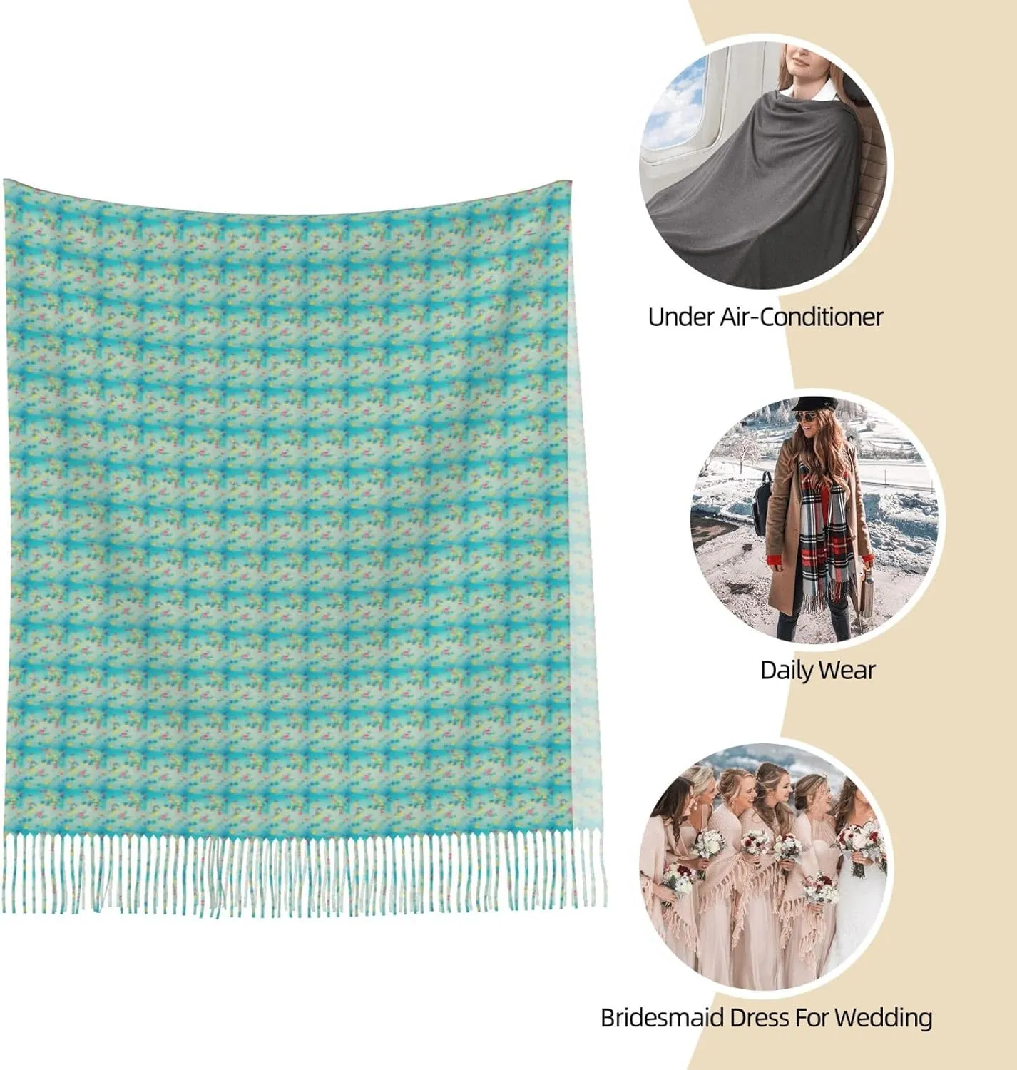Color Octopus Winter Warm Scarves, Women'S Soft Cashmere Scarves, Large Shawl Scarves, Women'S Fashion Scarves