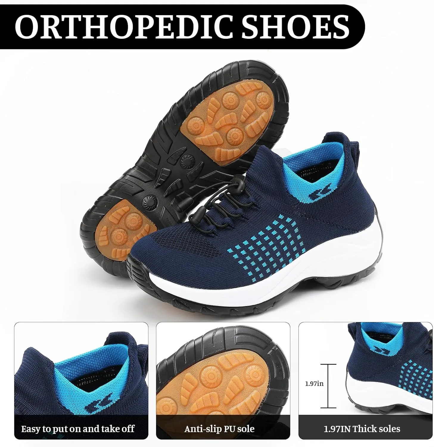 Comfort Wear Shoes for Women Men Fashion Comfortwear Orthopedic Shoe Ortho Breathable Shoes for Plantar Fasciitis Air Cushion Slip-On Orthopedic Diabetic Walking Shoes Orthofeet Sneakers