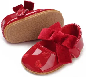 COSANKIM Baby Girls Mary Jane Shoes Soft Sole Infant Shoes Bowknot Princess Wedding Non Slip Toddler First Walker Crib Dress Shoes