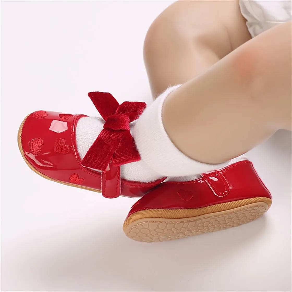 COSANKIM Baby Girls Mary Jane Shoes Soft Sole Infant Shoes Bowknot Princess Wedding Non Slip Toddler First Walker Crib Dress Shoes