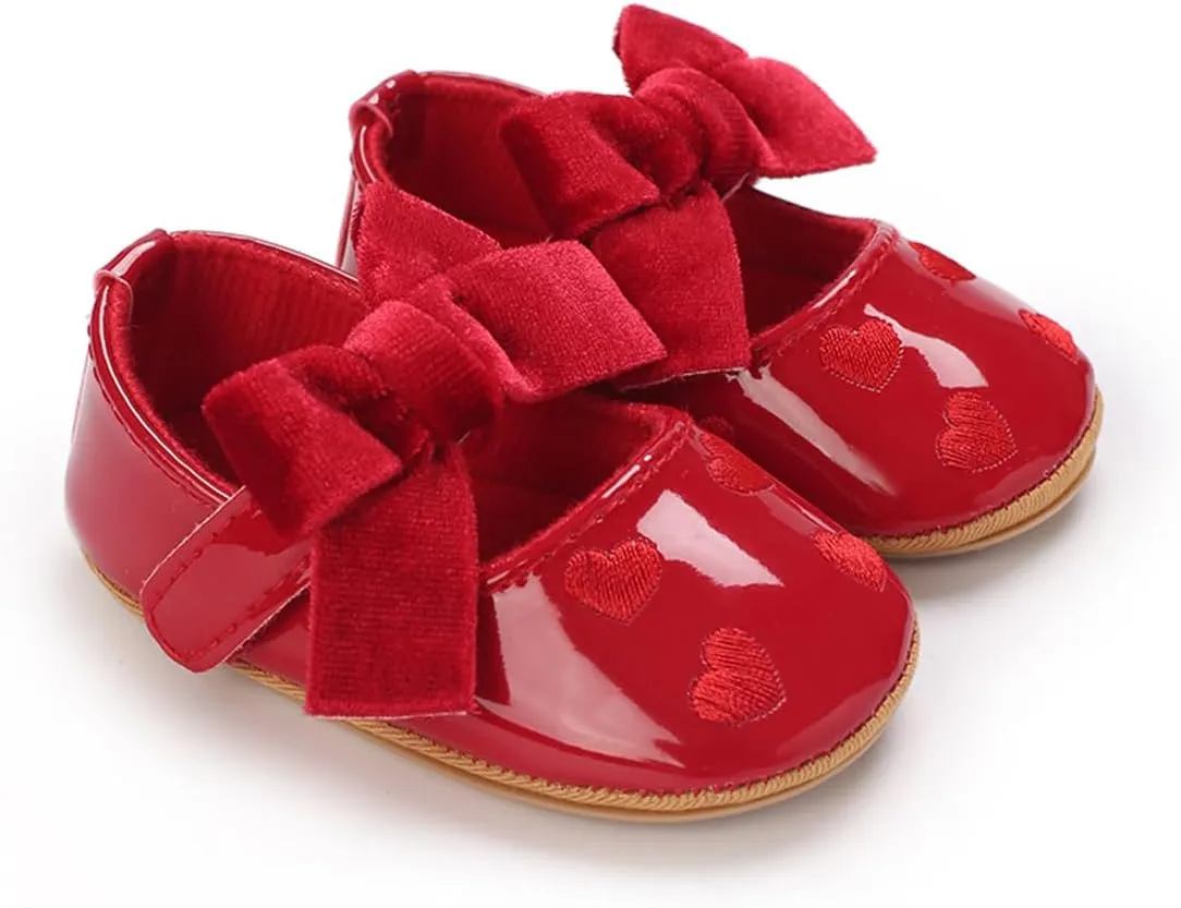 COSANKIM Baby Girls Mary Jane Shoes Soft Sole Infant Shoes Bowknot Princess Wedding Non Slip Toddler First Walker Crib Dress Shoes