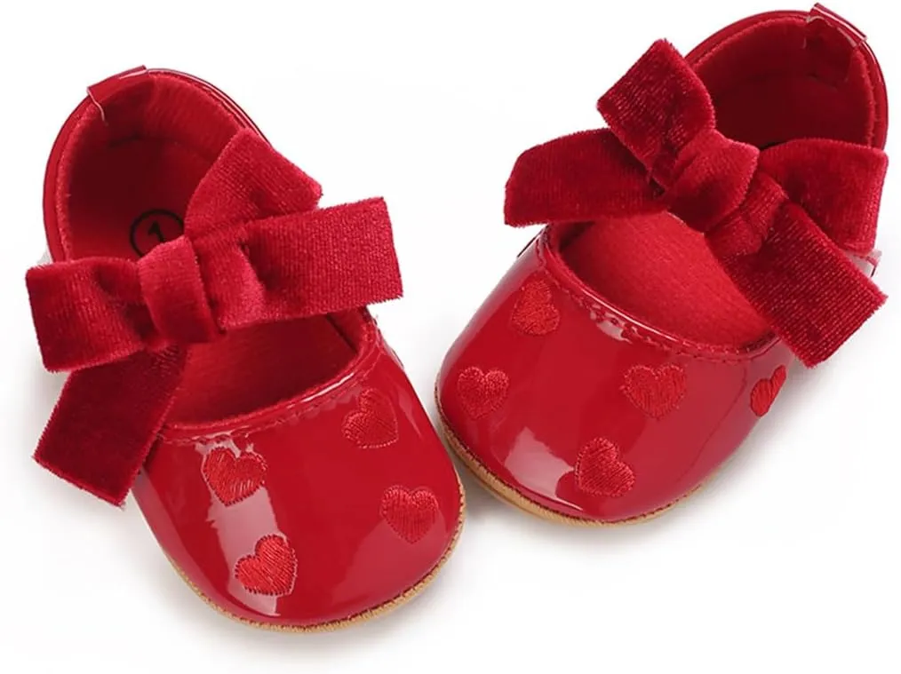 COSANKIM Baby Girls Mary Jane Shoes Soft Sole Infant Shoes Bowknot Princess Wedding Non Slip Toddler First Walker Crib Dress Shoes