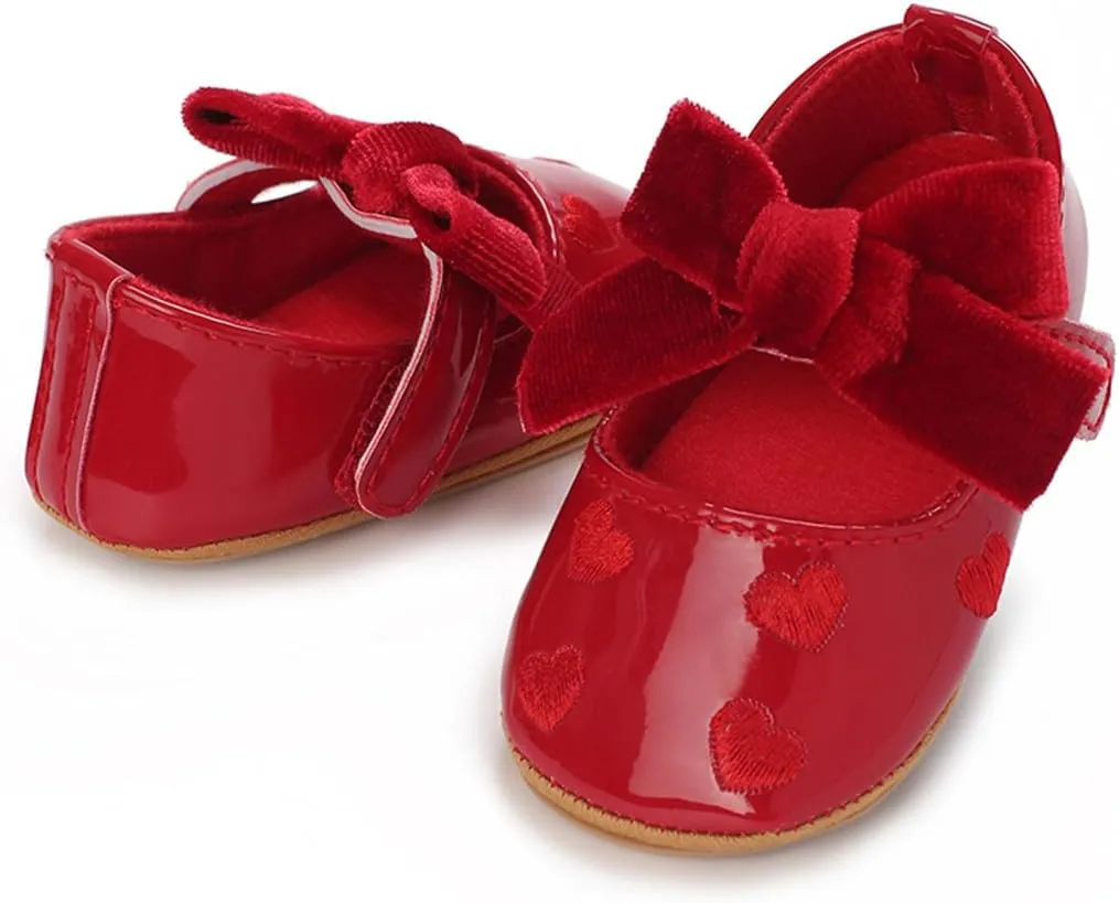COSANKIM Baby Girls Mary Jane Shoes Soft Sole Infant Shoes Bowknot Princess Wedding Non Slip Toddler First Walker Crib Dress Shoes
