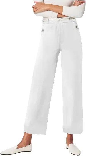 Cropped Pants for Women Casual Straight Wide Leg Plus Size Baggy Capri Trousers Stretch Track Pants with Pockets