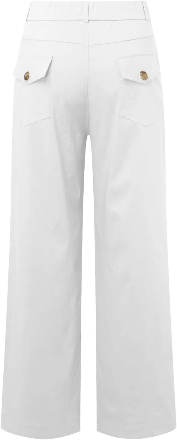Cropped Pants for Women Casual Straight Wide Leg Plus Size Baggy Capri Trousers Stretch Track Pants with Pockets