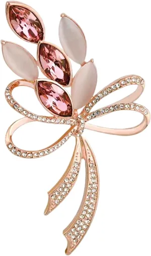 Crystal Flower Brooches for Womne Elegant Rhinestone Bowknot Brooch Pins Fashion Jewelry Accessories for Women Gift
