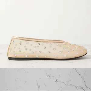 Crystal Rhinestone Ballet Flats for Women Diamond Mesh Round Toe Flat Slip On Low Heeled Flat Shoes Casual Dress Shoes