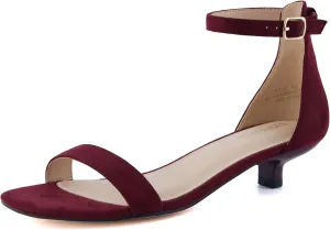 CUSHIONAIRE Solo Womens Kitten Heel Dress Sandal  1 Band Ankle Strap Heel with Cushioned Footbed & Faux Suede Upper