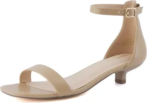 CUSHIONAIRE Solo Womens Kitten Heel Dress Sandal  1 Band Ankle Strap Heel with Cushioned Footbed & Faux Suede Upper